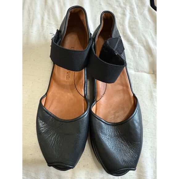 L’Amour Des‎ Pieds Amadou Black Leather Platform Flats Size 10M - Picture 1 of 6